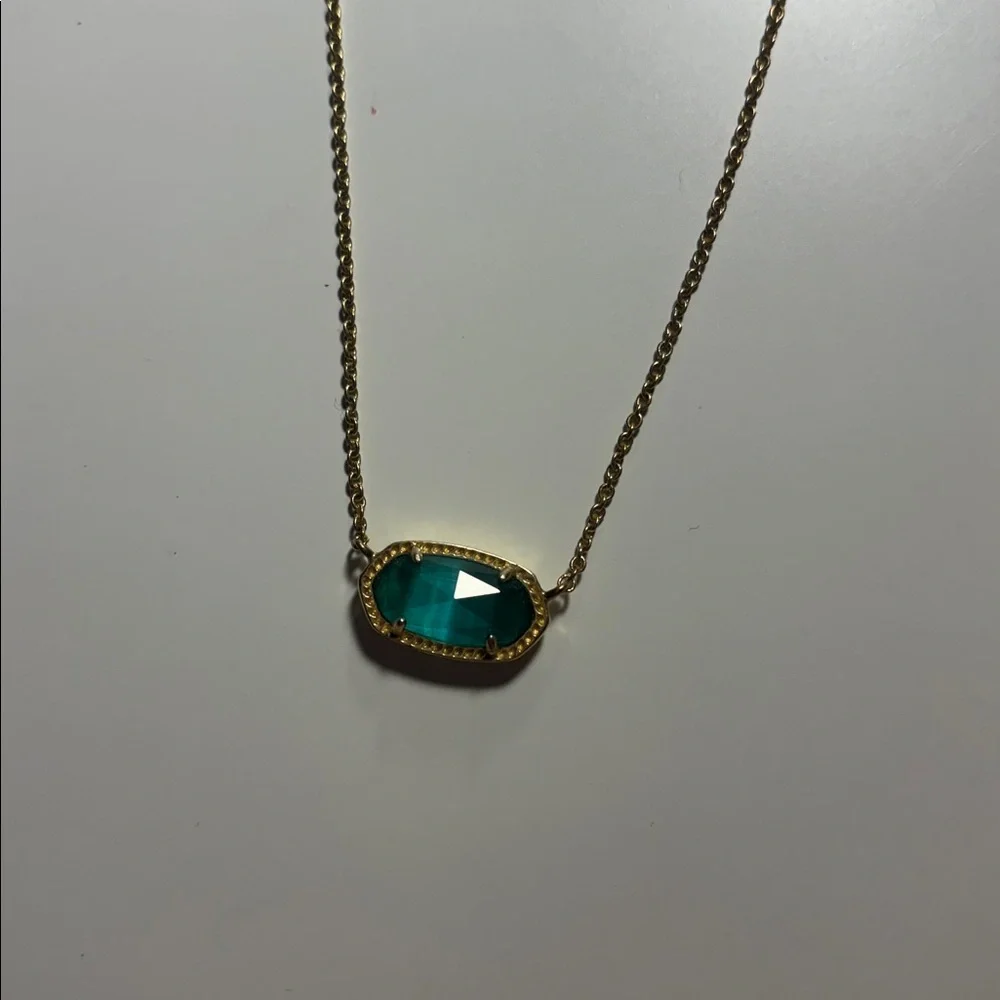 kendra scott gold necklace with green gem! - Picture 3 of 5